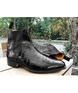 Alligator Chelsea Boots, Black Crocodile Chelsea Boot, Handmade Leather ... - €152,65 EUR