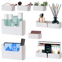 Floating Shelf Wall Mounted Non-Drilling Adhesive Bathroom Organizer Led... - £50.87 GBP