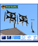 HDTV Antenna 200 Mile Amplified 4K 1080P UHF VHF Indoor Outdoor FM + Cable/Pole - $88.61
