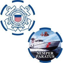 CH3550 Blue U.S. Coast Guard Logo &quot;Semper Paratus&quot; Challenge Coin (1-3/4&#39;&#39;) - £9.59 GBP