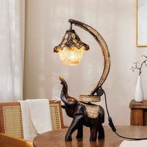 interoknack Thai Handcrafted Wooden Elephant Table Lamp, Southeast Asian... - $4,972.37 MXN