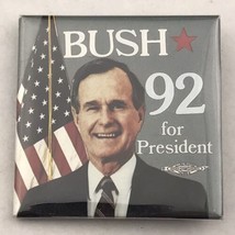 Bush 92 For President Pin political Pinback Button George Sr Flag Square - $11.95