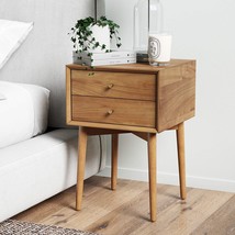 Nathan James 32704 Harper Mid-Century Oak Wood Nightstand with 2-Drawers, Small - £170.69 GBP