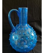 Large blue Vintage empoli genie bottle Italy Hobnail Decanter - £116.86 GBP