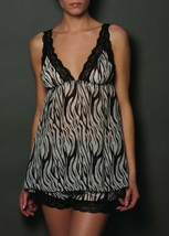 $56 BLUSH LINGERIE Zebra SLEEPWEAR Camisole TOP Chiffon LEOPARD Bow ( S ) - £54.34 GBP