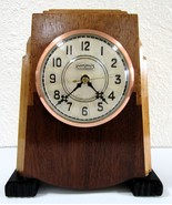 Ingraham Art Deco 1930&#39;s Two Tone Wood Table Clock - £54.50 GBP