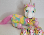 UNICORN SURPRISE Just Play with 3  Babies Rainbow Tie Dye Pink Mane Plus... - $11.57