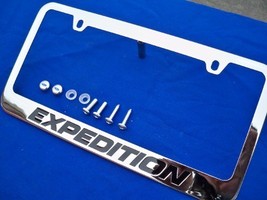 1997-2020 Ford Expedition Chrome Metal License Plate Frame with Logo Screw Caps - $18.99
