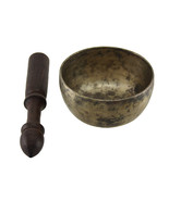 Zeckos Tibetan Meditation Weathered Brass Singing Bowl with Wooden Mallet - £38.74 GBP