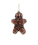 NAUGHTY GINGERBREAD MAN ORNAMENT 4.5&quot; Glass Funny Bondage Cookie Christm... - $404.91 MXN