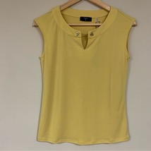 TAHARI Mustard Yellow Top Women XS L Sleeveless Tank Shirt V Neck Stretch Spring - £21.79 GBP