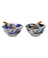Japanese Made East Asian Chinese Dragons Ceramic Bowls And Chopsticks Se... - $643.45 MXN