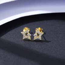 Asymmetric Earrings 925 Silver Zircon Earrings Women&#39;s Five-Pointed Star - £11.93 GBP