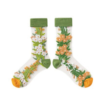 Anysox 5 Pairs Yellow Green Size 5-9 Sock Harajuku Crystal Silk Tide Des... - £19.26 GBP