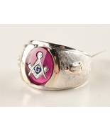 *Vintage Men&#39;s Masonic Ring 10k White Gold Enamel Size 7.5 - $1,248.65 CAD