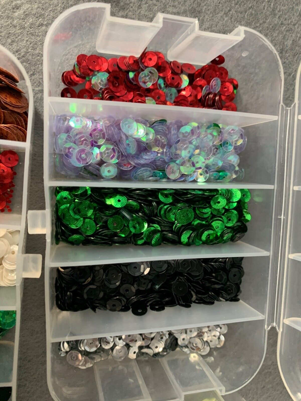 Vintage Craft Supplies Sequins Variety Colors In Organizer Box Crafting Sewing & Item image 7
