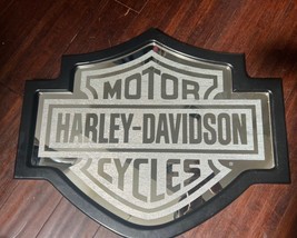 Harley-Davidson Bar &amp; Shield Plaque Wood Framed Wall Mirror Model# HDL-1... - $73.52