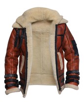 Men’s Raf B3 Aviator Double Collar Shearling Sheep Skin Bomber Leather Jacket - £111.90 GBP