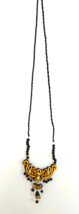 Women's Fashion / Costume Necklace 16" Wooden pendant Yellow White and Black - £6.11 GBP