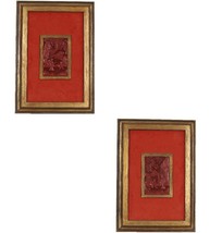 Pair of (2) Framed Antique Asian Cinnabar Carvings 11 7/8&quot;x17&quot; Each - £986.56 GBP