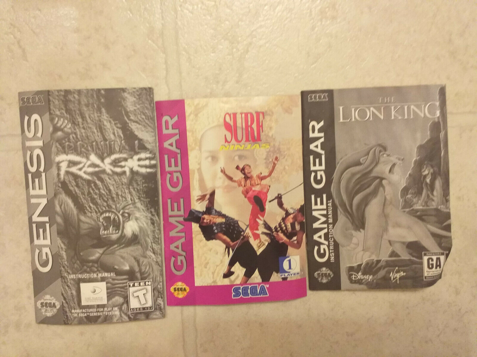 SEGA game gear genesis instruction book manual primal fear Surf Ninjas L... - $0.98
