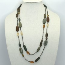 Retired Silpada Tumbled Stones Necklace N2225 Mixed Metals Labradorite &amp; Glass - £31.23 GBP