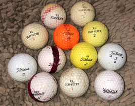 Titleist, Top Flite, &amp; Pinnacle Lot Of 12 Yellow, Orange &amp; White Golf Balls - £10.33 GBP