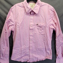 Hollister Mens Long Sleeve Button Down Shirt Size Large Pink w/ Pinstripes - £11.89 GBP