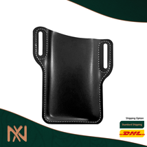 Waist Cell Phone Case Leather Waist Cell Phone Bag Wallet- Black - £11.51 GBP