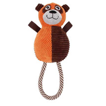 Pet Life Plush Huggabear Natural Jute And Squeak Chew Tugging Dog Toy(D0102H7L4K - £10.74 GBP