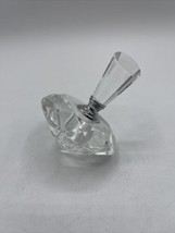 Cut Crystal Perfume Bottle Diamond Shaped Clear Faceted Stopper Prism 5&quot; - £26.11 GBP