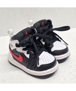 EUC Nike Air Jordan 1 Mid TD Black Chile Red 640735-075 Toddler Size 2C - $24.65