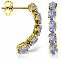 2.5 Carat 14K Yellow Gold Elegant Gemstone Earrings with Natural Tanzanites - £423.82 GBP