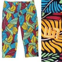 Loudmouth Golf Bold Tropical Leaf Print Capris Pants sz 8 Orange Blue Re... - £37.19 GBP