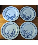 Set of 4 Vintage Buffalo China Lune Blue Wild Rose 7 1/4&quot; Salad Plates - £18.28 GBP