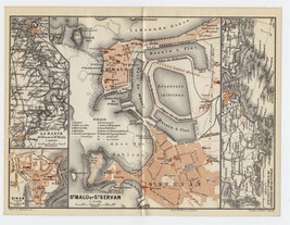 1909 Antique City Map Of SAINT-MALO SAINT-SERVAN / Bretagne Brittany France - £17.09 GBP