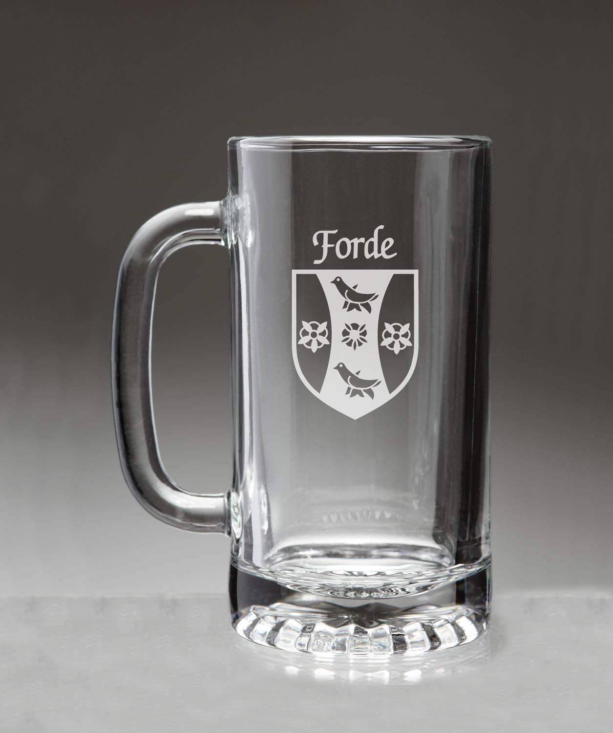 Primary image for Forde Irish Coat of Arms Glass Beer Mug (Sand Etched)