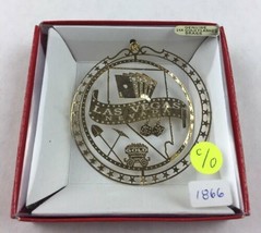 Nations Treasures Las Vegas Nevada Cards Gold Brass Metal Souvenir Ornament - £11.03 GBP