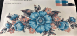 Ceramic Waterslide Vintage Decal - 1 Large Blue Flowers - 11.25&quot; - $5.50
