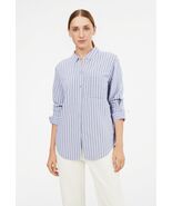 Women Shirt a.n.a Women Oversized Striped Shirt Size Medium Tall Blue/White - €18,70 EUR