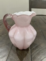 Fenton Pink Rose Overlay Cased Glass Pitcher w/ Fern Pattern With Sticker - $49.49 Fenton Pink Rose Overlay Cased Glass Pitcher w/ Fern Pattern With Sticker - $49.49