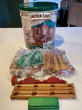 New Open Lincoln Logs –100th Anniversary Tin-111 Pieces-Real Wood Logs-Ages 3+ - £31.86 GBP