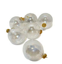Vintage Clear Glass Round Christmas Tree Ornaments 2.5 inch Lot of 6 - £10.83 GBP