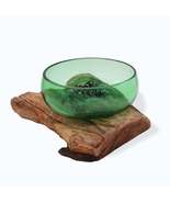 Molton Recycled Beer Bottle Glass Large Wide Bowl On Wooden Stand - £39.22 GBP