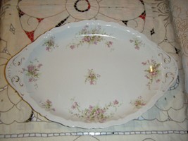 Antique Bassett Limoges Austria Serving Platter 5789 16-1/2”x11-3/4” Pink Floral - £10.78 GBP