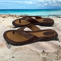 BOC Brown Embossed Faux Leather Flip Flop Thong Sandals Size 9 - £15.66 GBP