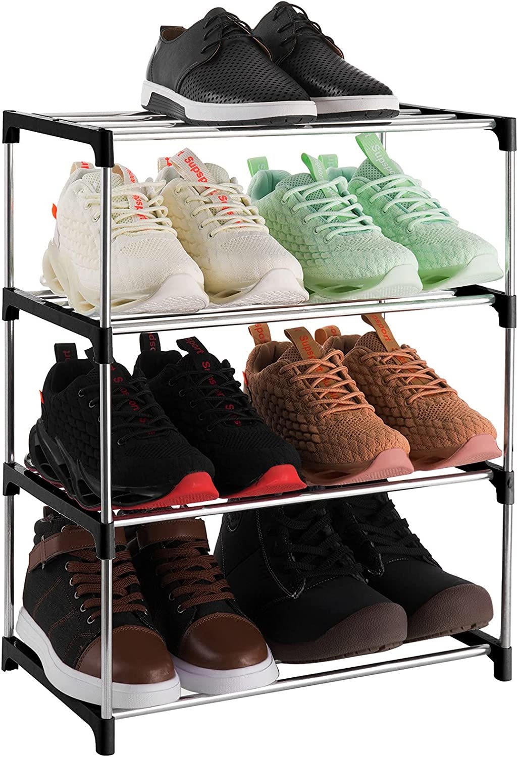 Xerhnan 4-Tier Stackable Small Shoe Rack, Lightweight Shoe Shelf Storage... - $26.99