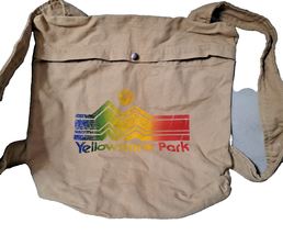 Yellowstone National Park Graphic Canvas Backpack Brown Paper Bag messenger - $13.57