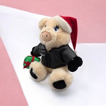 1999 Harley Davidson Licensed Plush Christmas Pig With Santa Hat &amp; Gift - $267.29 MXN