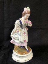 Antique german Sitzendorf porcelain. Lady with flowers . Marked Bottom - £63.14 GBP